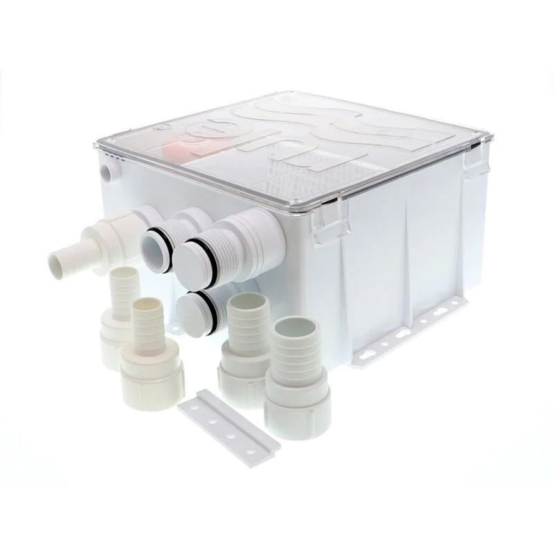 Regel, dräneringsbox med pump, 12V, 50 l/min, 19 mm, 285 mm lång