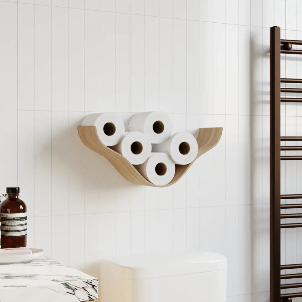 Heavy Duty Handmade Massivt trä Toilet Paper Holder - Cloud