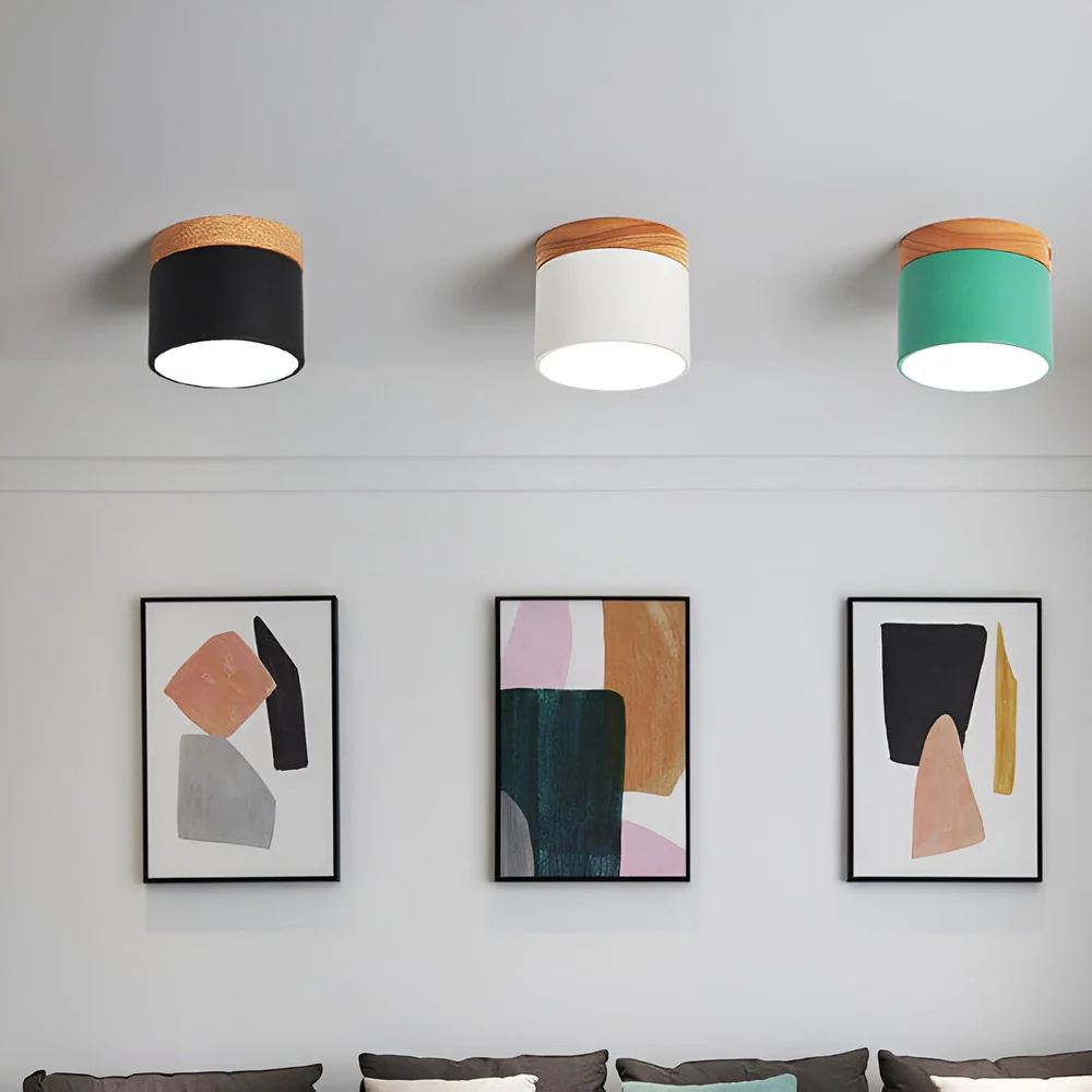 PastelGlow Cylinderlampa - Retro Flush Mount Taklampa Svart