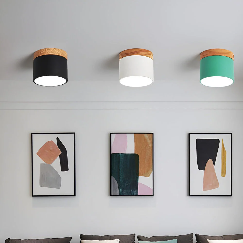 PastelGlow – Färgglad Cylinder Taklampa med Gammaldags Minimalism Svart