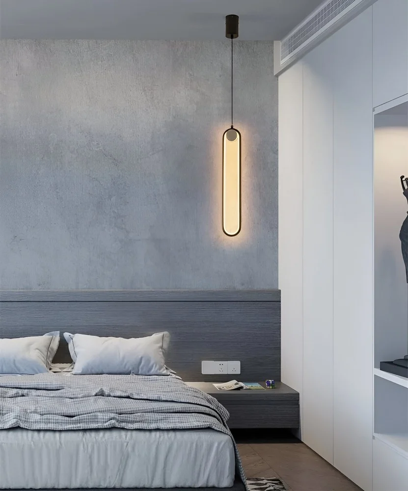 PinOval Taklampa - Träkol Aluminium, Långsträckt LED-Hänglampa Varm