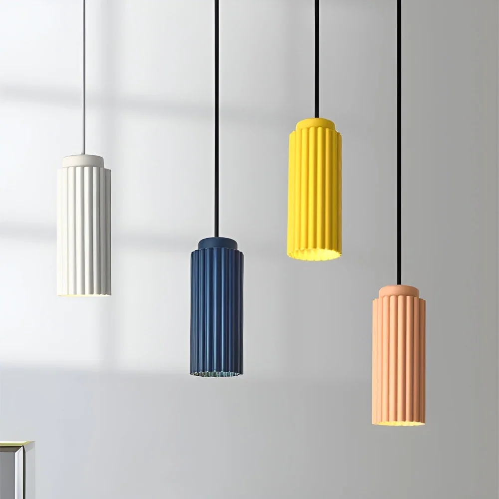 Vågig Nordisk Taklampa - Cylindrisk Hängande Lampa Vit