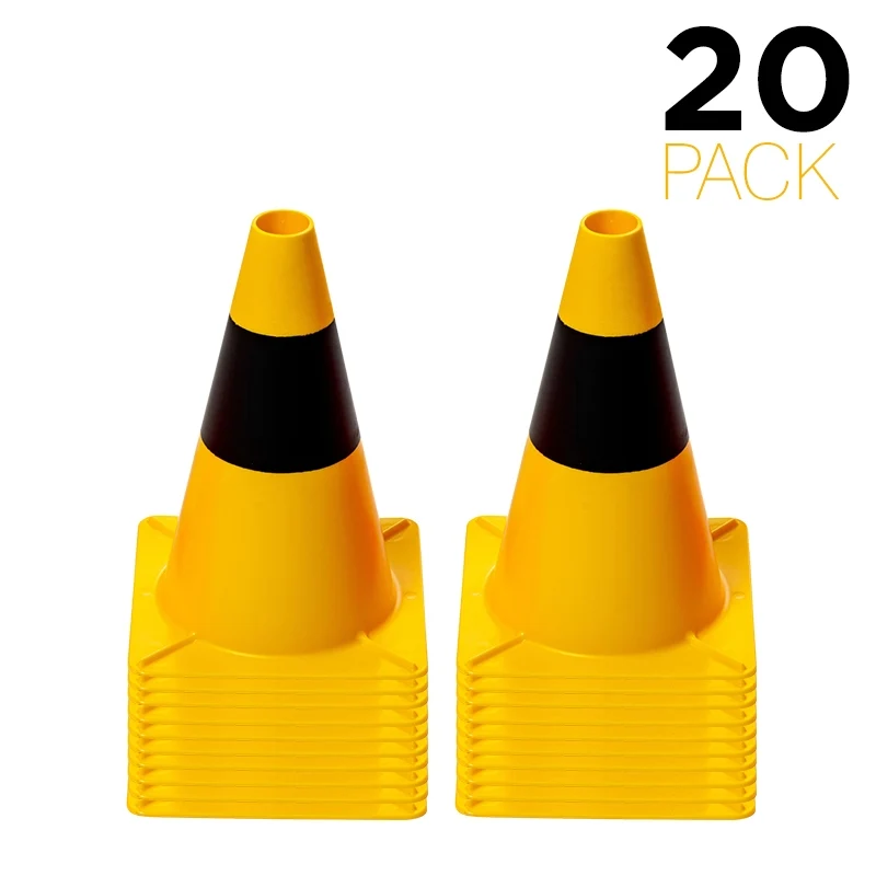 Flexibarrier Vägkon 30 cm - Kit - 20 st (Svart/Gul)