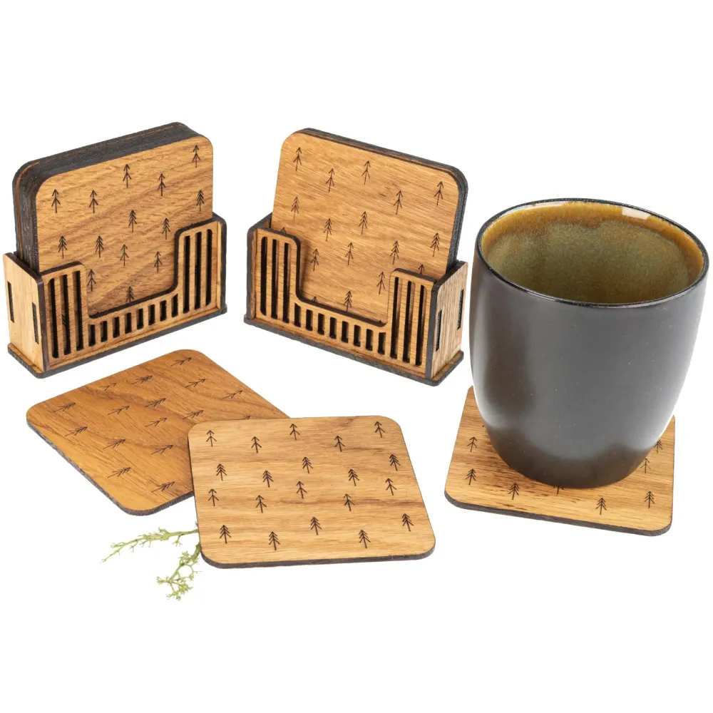 Glasunderlägg "Träsorter"