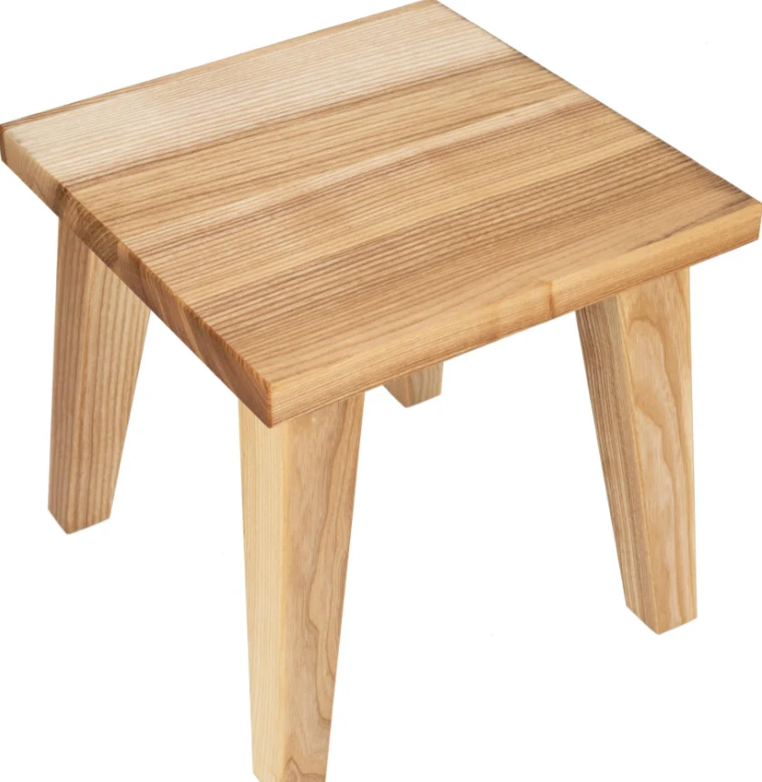 Liten träpall barnpall tillverkad av oljad ask - fotpall 27 x 27 x 27 cm