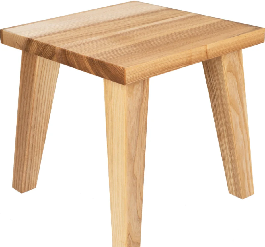 Liten träpall barnpall tillverkad av oljad ask - fotpall 27 x 27 x 27 cm