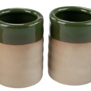 Set med två lerkoppar - 7 x 2,5 cm grön / naturlig