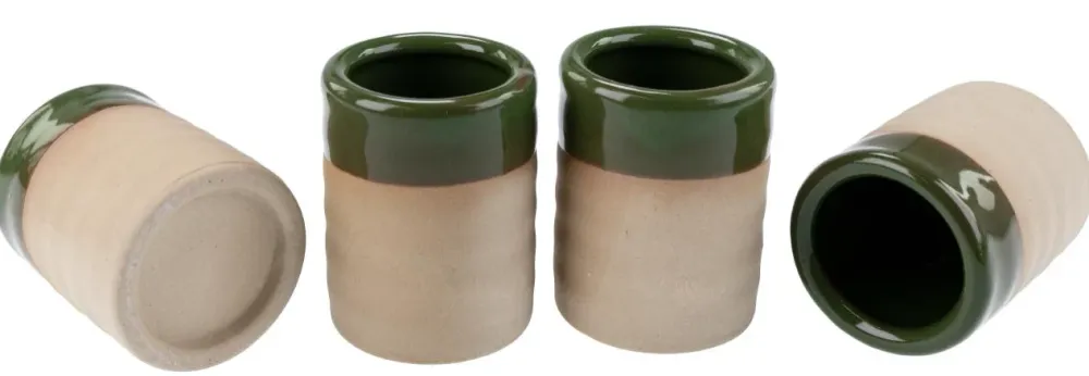 Set med två lerkoppar - 7 x 2,5 cm grön / naturlig