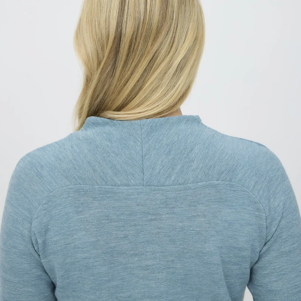 Långärmad merinoulltröja med raglanärm och tumhål - Midnight Blue Melange S