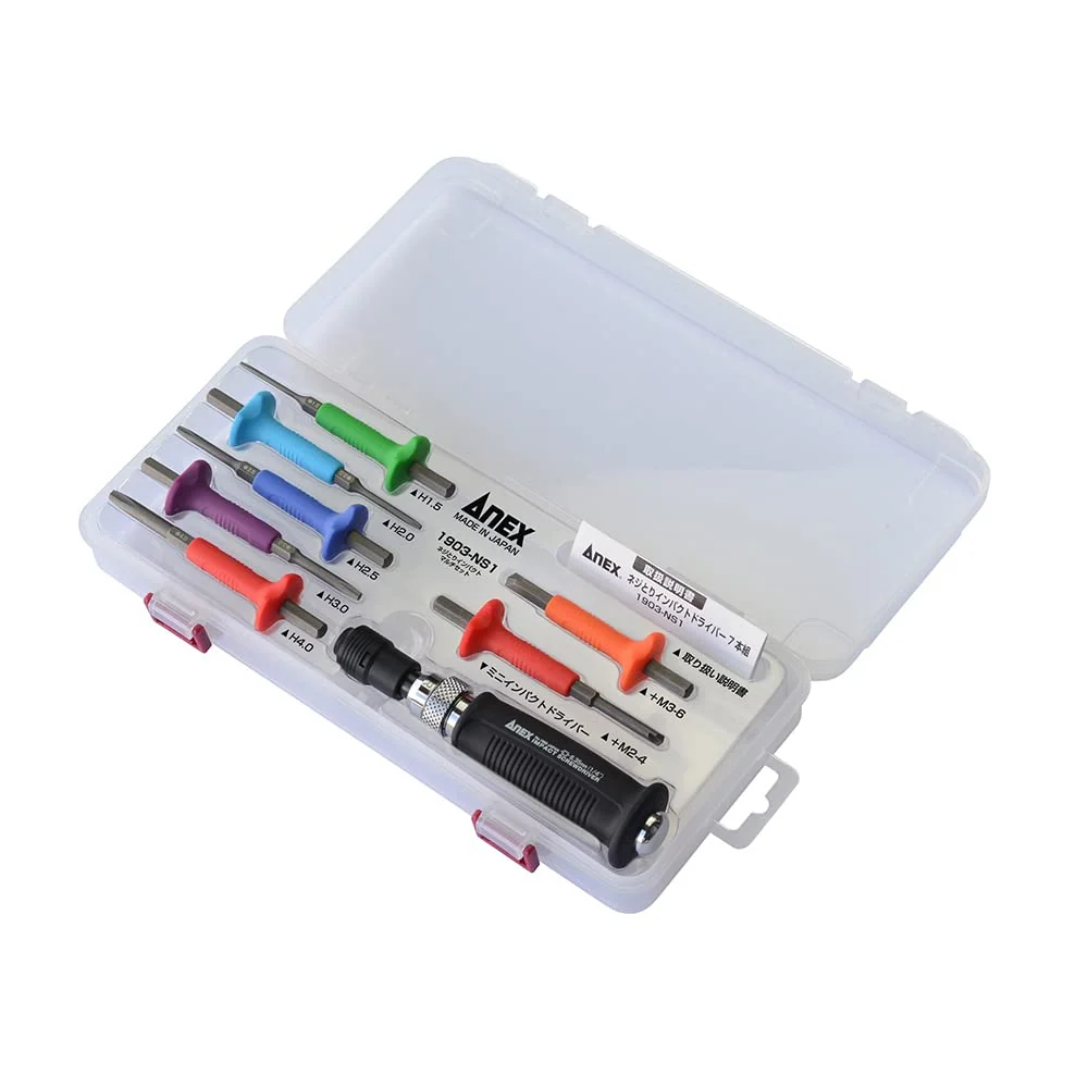 ANEX Mini Skruvdragare Set med 7 Bits och Fodral No 1903-NS1