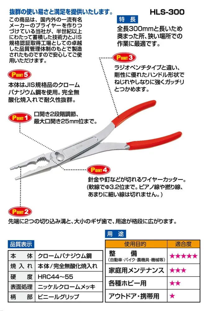 Igarashi IPS Hyper Långt Tång Rakt HLS-300 Made Japan
