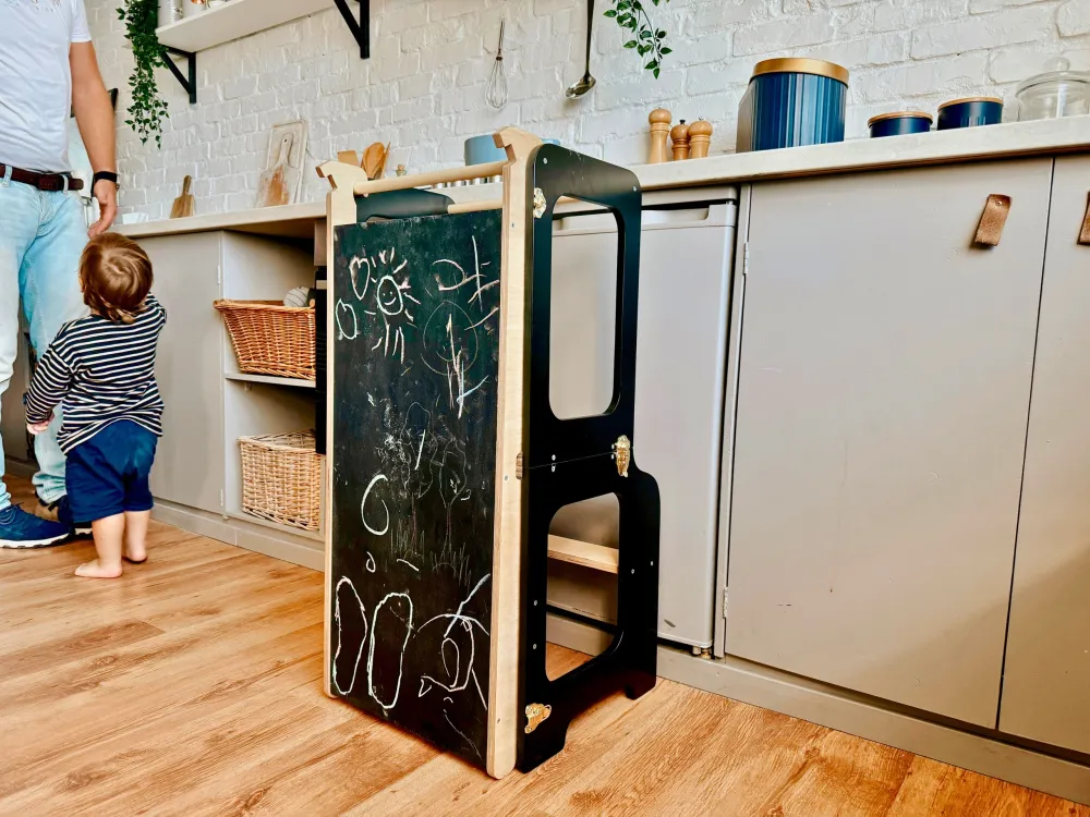 4in1 Creative Tower Blackboard And Slide Brushed Nickel Black