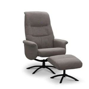 Basel fåtölj+pall Brushed Nickel