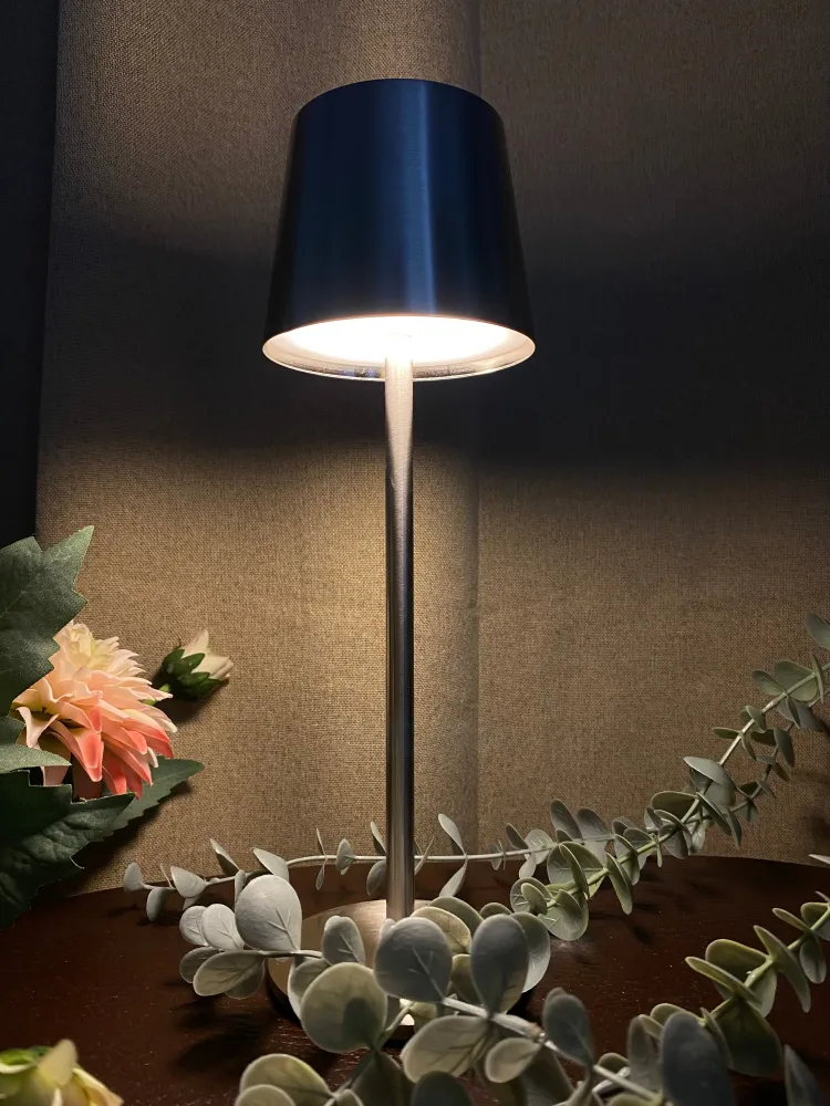 Bordslampa med touch i metallgrå 27,5 cm