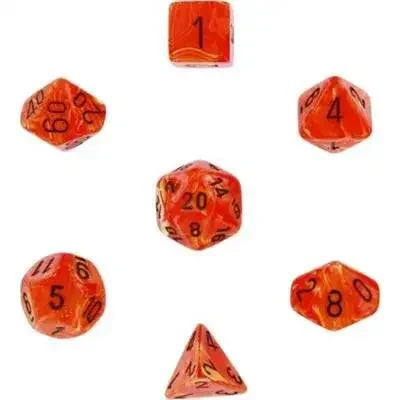Chessex Vortex 7-Tärningsset - Coral med Svart