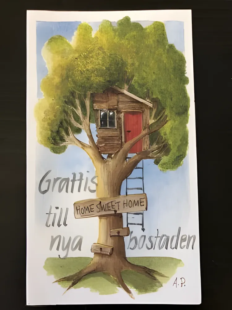 Dubbelvikt koncis - Grattis till nya bostaden