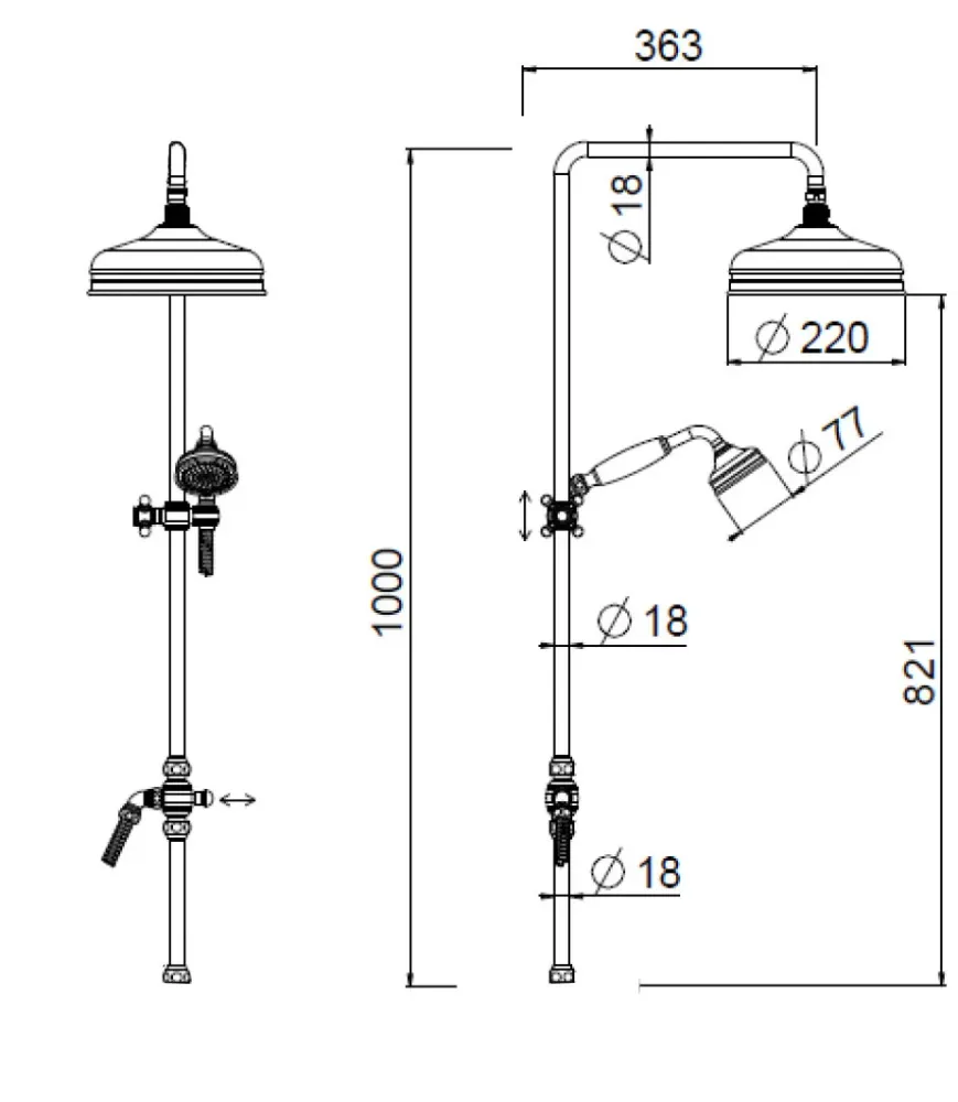 Duschset Maxima Colonial 30056 Krom