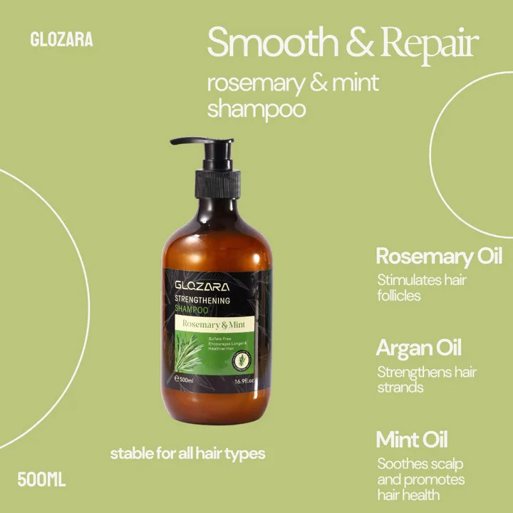 Glozara Rosemary & Mint – Strengthening Shampoo | Lifetime Warranty
