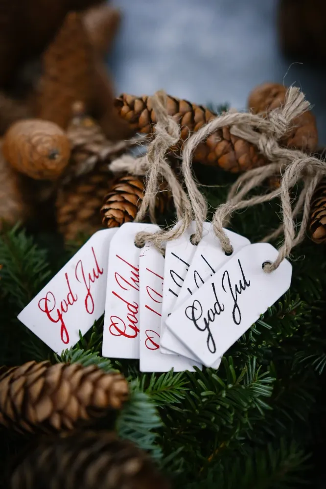 God jul-etiketter i trä
