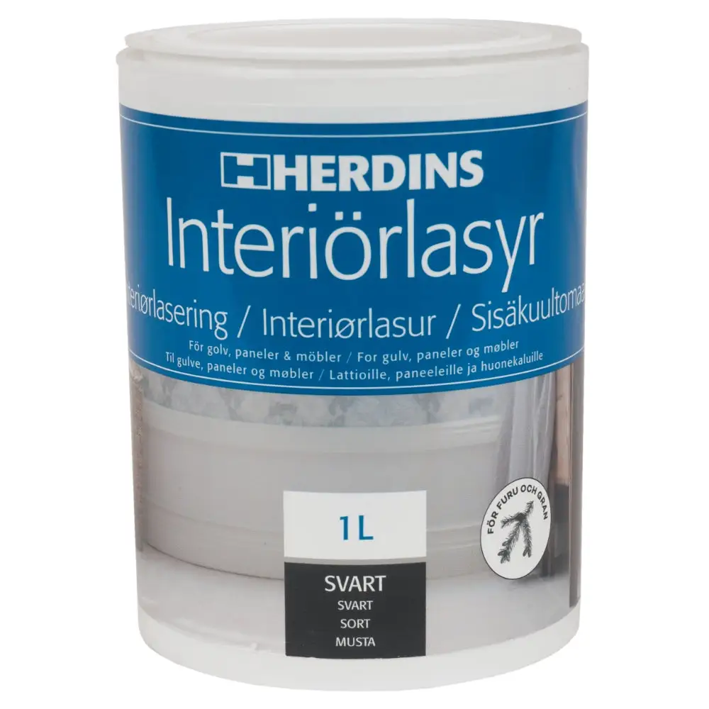 Herdins Interiörlasyr Aqua 318 Träkol 1l | CleanNest