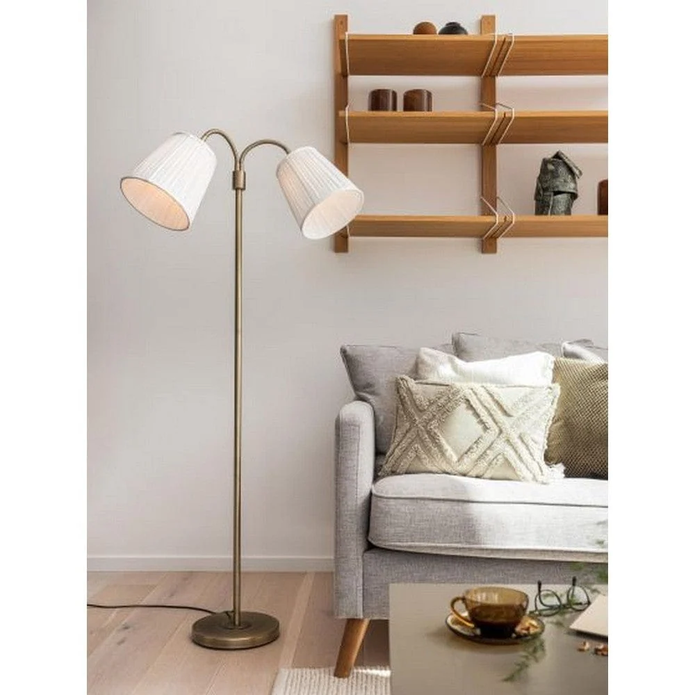 PR Home Golvlampa Amy Flex 2 Antikmässing