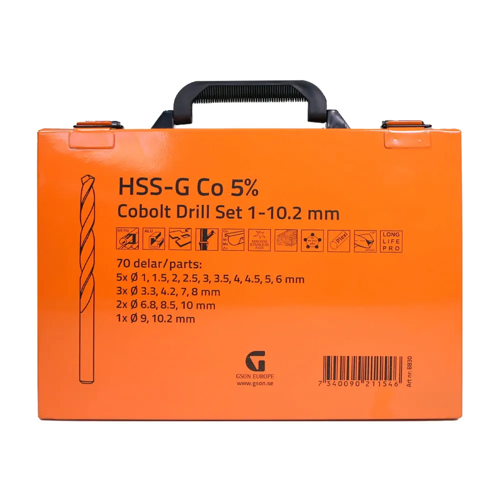 HSS-G Cobolt 5% Drill 1-10,2 mm 70 st