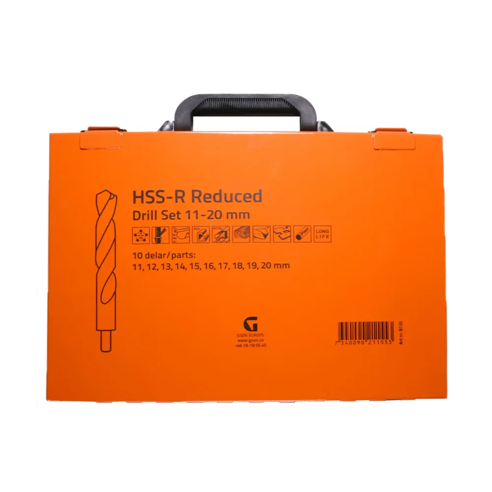HSS-R Reduced Drill Place 11-20 mm 10 delar ( Metal Case )