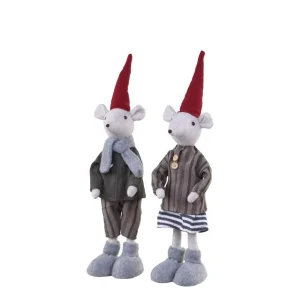 Juldekoration Inomhus Mus Stående Asger & Agnes duo-pack H38 cm