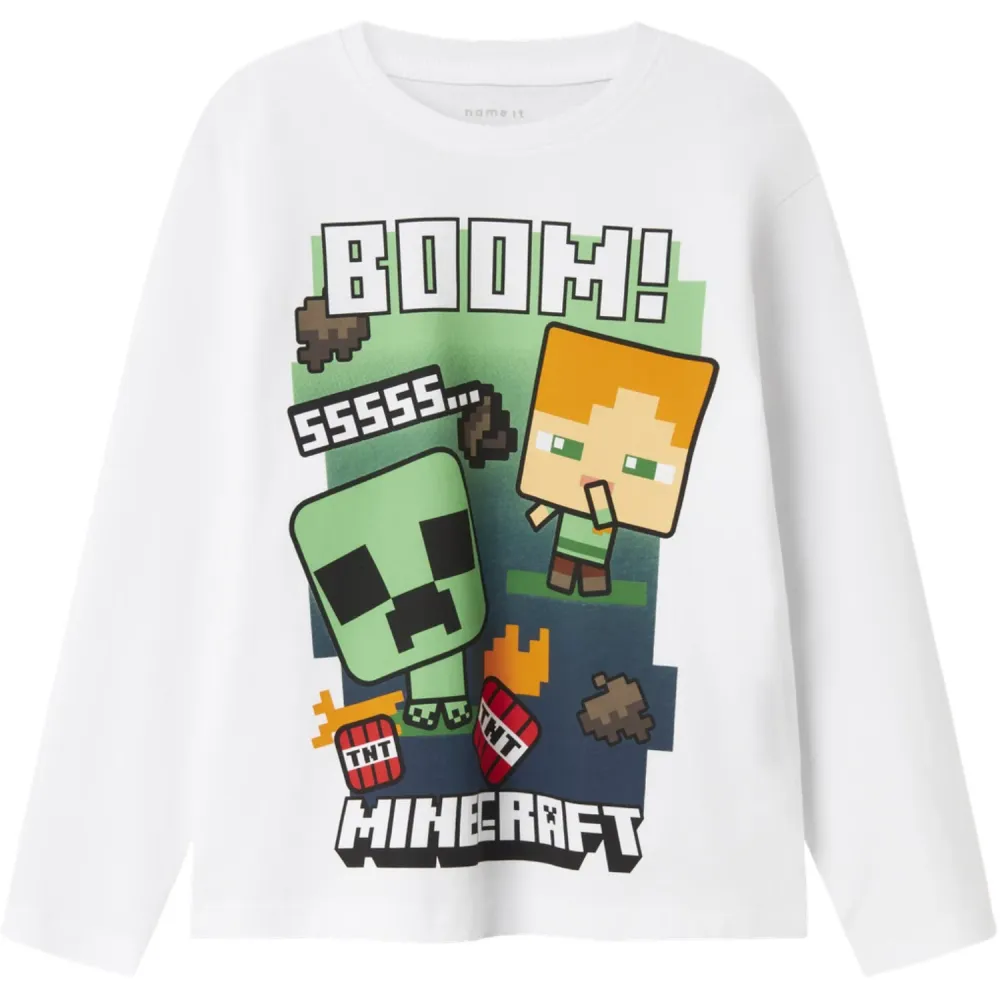 Lasernivå Name It Bright White Nkmac Minecraft Ls Nreg Topp Box Noos Bfu 116