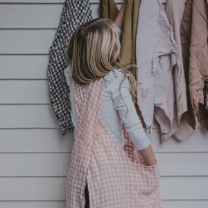 Linge Particulier, japanese kids apron, Terra cotta Gingham