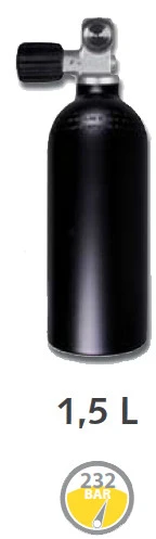 1,5 Liter alu flaske med ventil M25/2