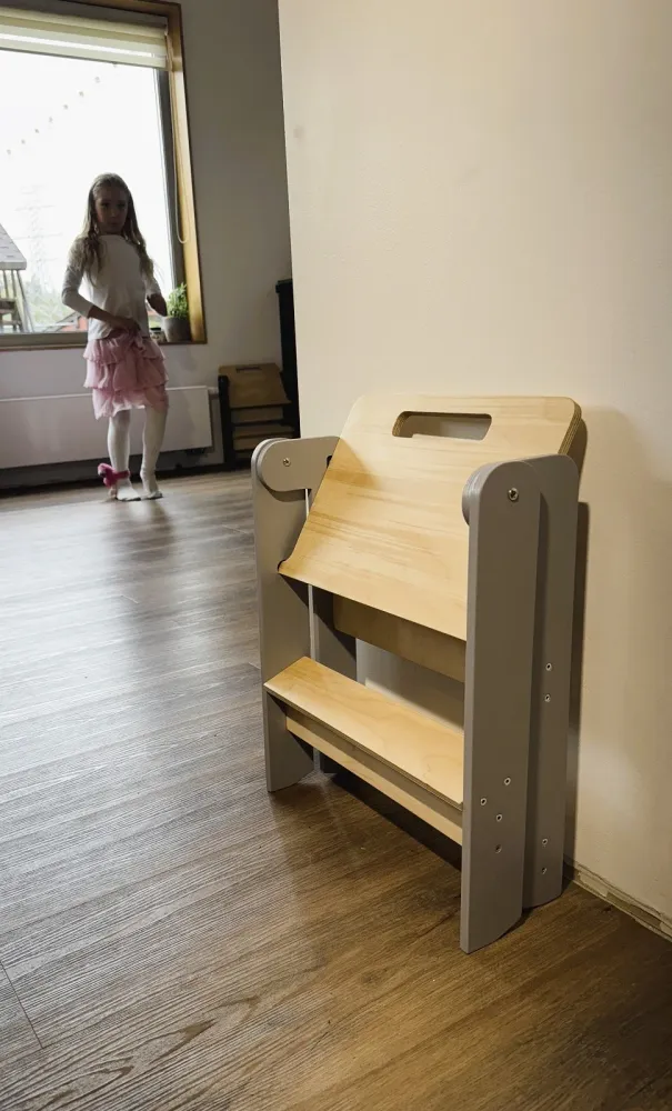 Little Space Saving step Stool Vibration Reduction Gray