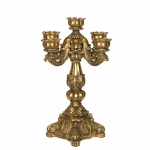 Ljusstake 5-Arm Julie Guld Polyresin 23,5x34cm HH