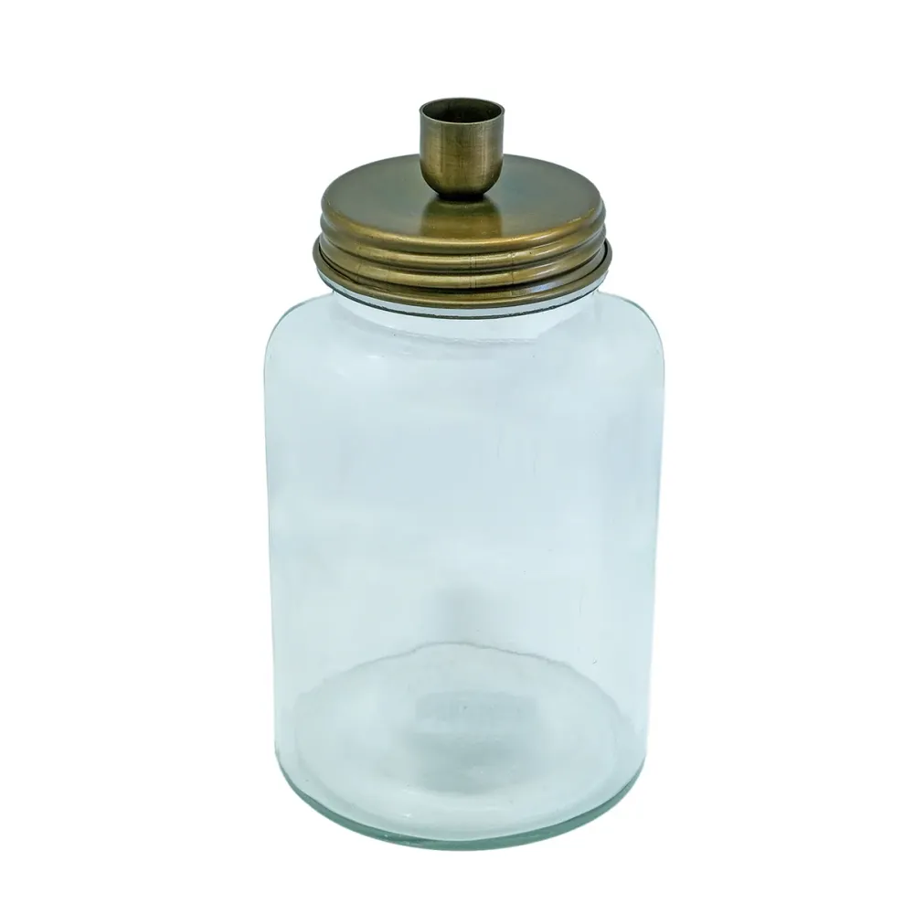 Ljusstake glasburk Brushed Nickel