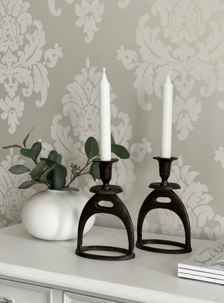 Ljusstake Stigbygel Bränd Antique finish 2-pack 14x9x20cm