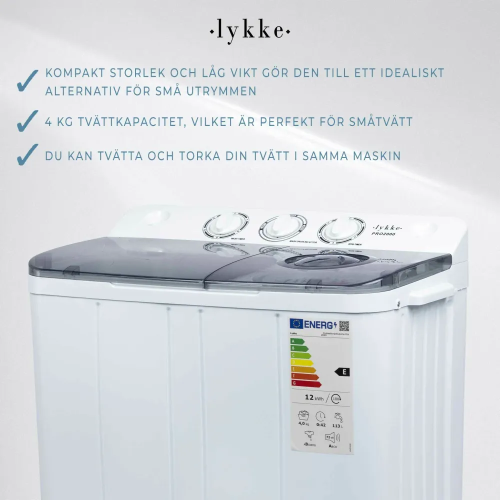 Lykke Kompakt Tvättmaskin Pro 2000