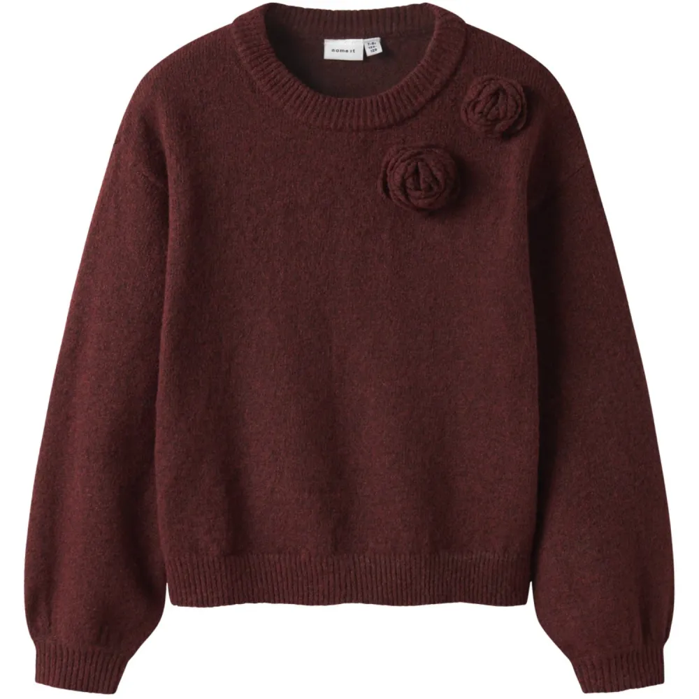 Name It Vinröd Nkfodessana Ls Stickad 116