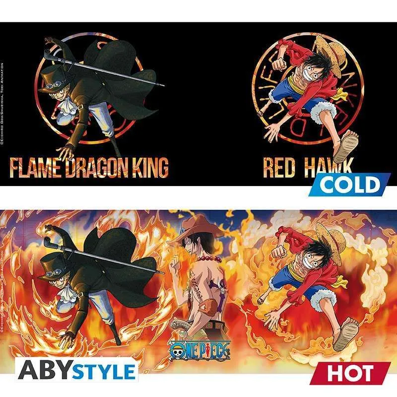 One Piece Luffy & Sabo Värmeförändrande Mugg Quick-Release
