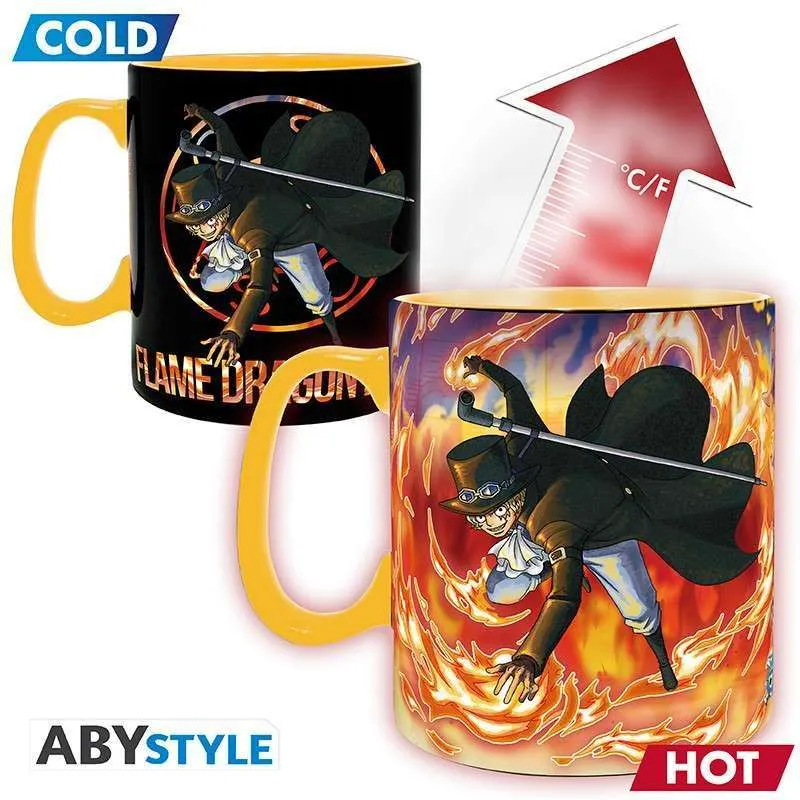 One Piece Luffy & Sabo Värmeförändrande Mugg Quick-Release
