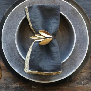 Redskapställ Servettring med blad H5 / L7 / B4 cm antique finish