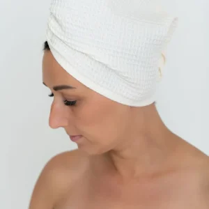 Ren bomull Waffle Hair Towel/Turban Cream