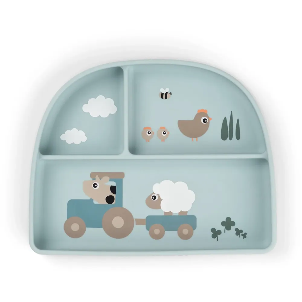 Säkerhetsgodkänd DonebyDeer Tiny Farm Blue Stick&Stay Inddelt Tallrik