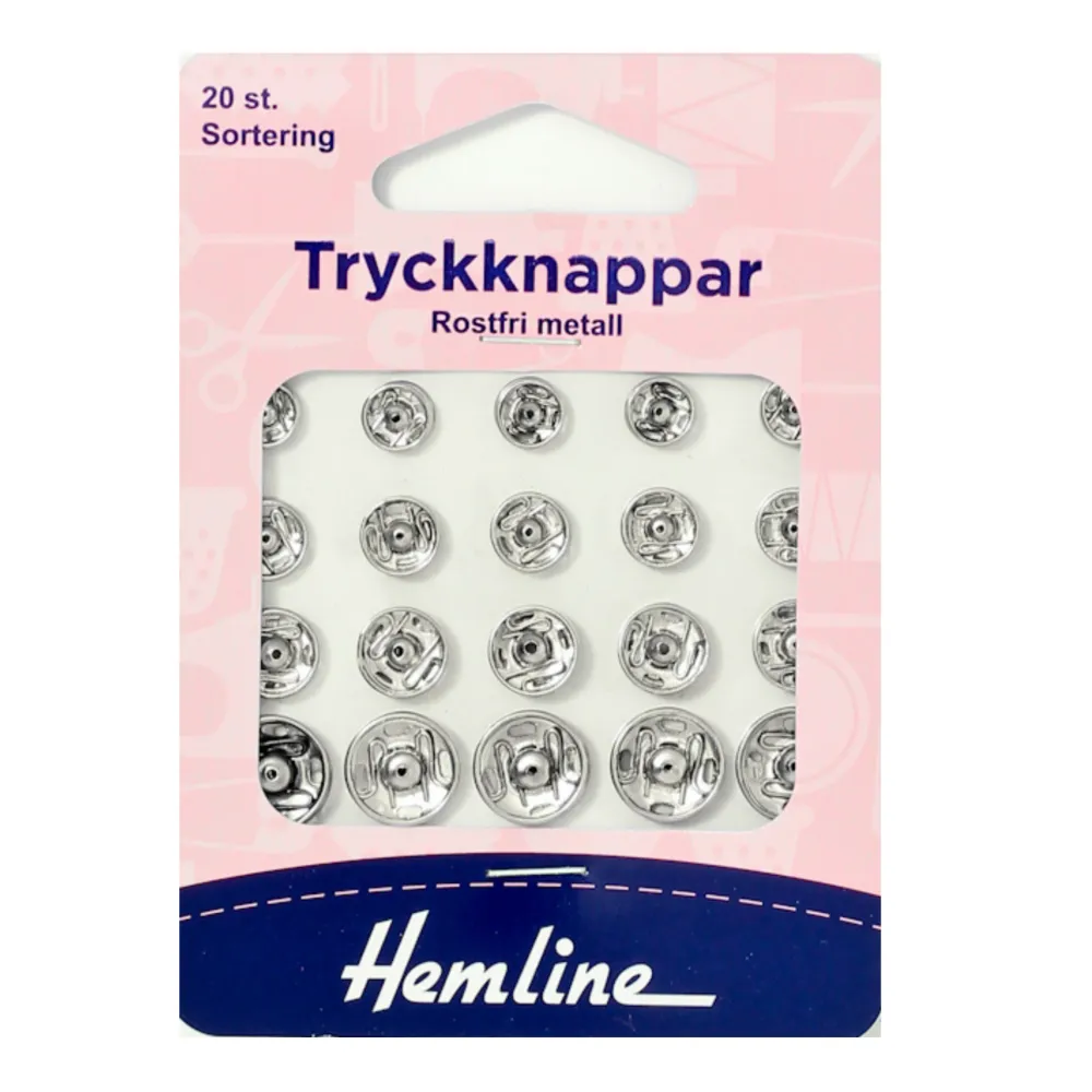 Tryckknappar 7-13 mm metallgrå 20st