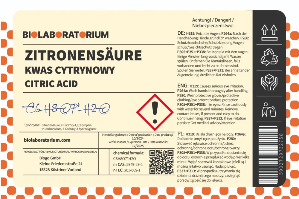 Citronsyra 1 kg BIOLABORATORIUM