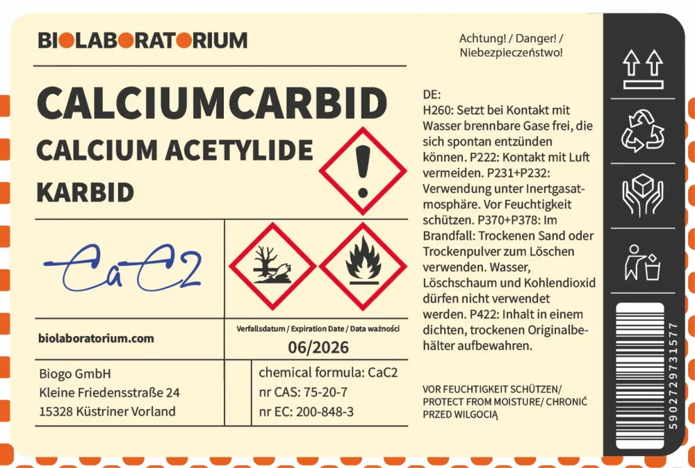 Kalciumkarbid 1kg BIOLABORATORIUM