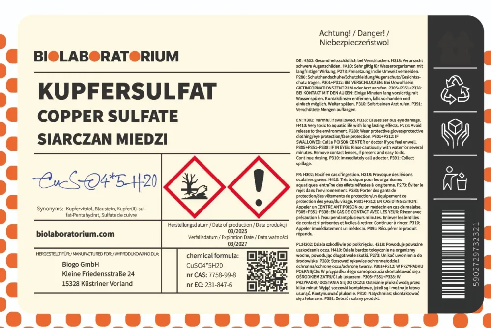 Kopparsulfat 25 kg Biolaboratorium