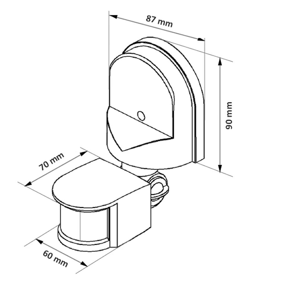 Maclean wall-fixed rörelse- och skymningssensor, 180°, max. 1200W, svart och vit, MCE25