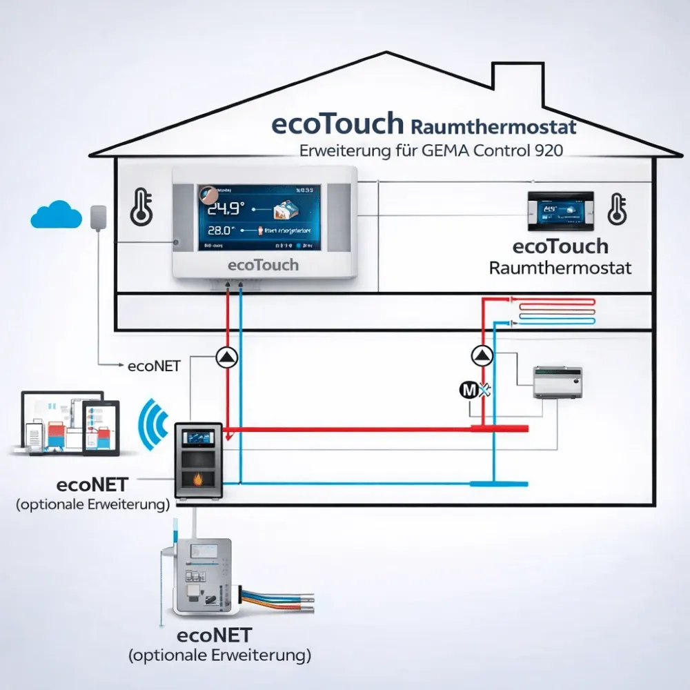 PLUM ecoTouch rumstermostat rumsgivare förlängning GC920 för GEMA Control 920