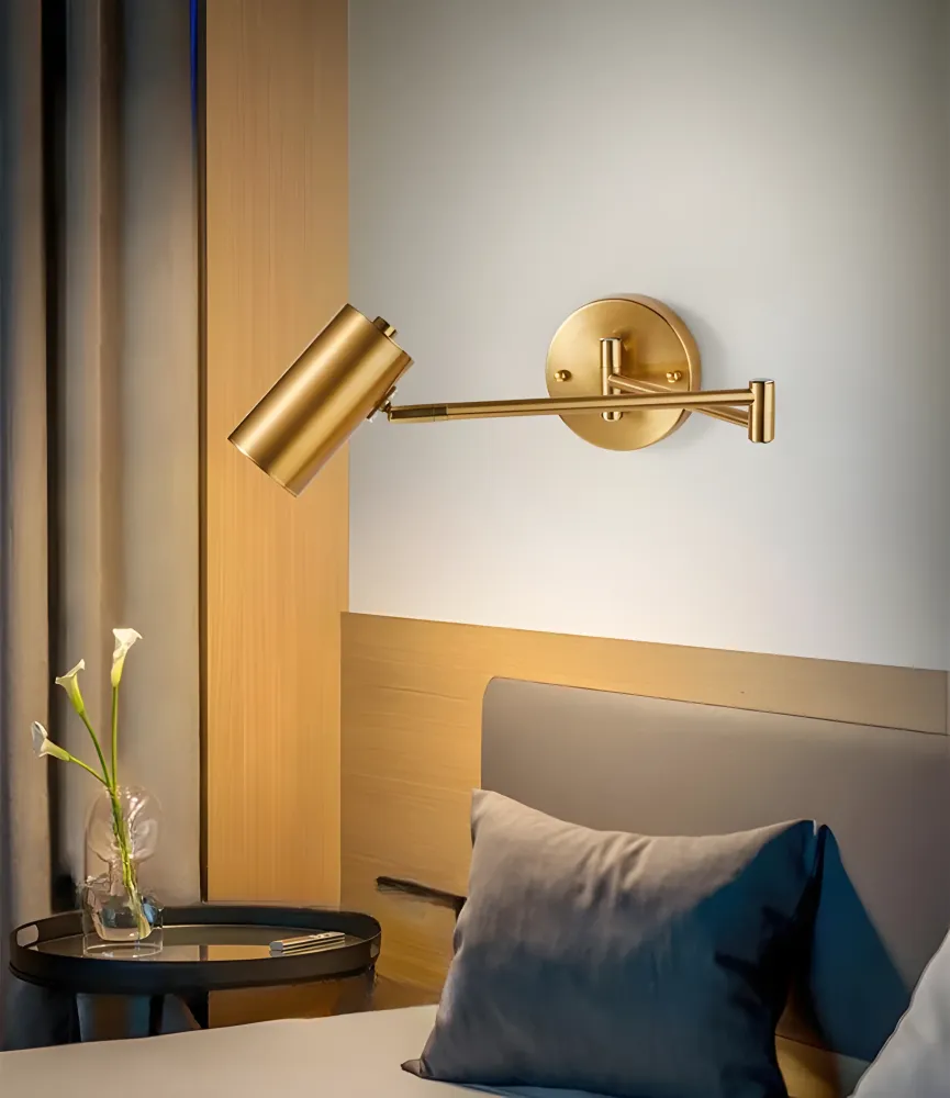 FlexaLume – Justerbar Vägglampa i Guld & Ebenholts för Sovrum och Läsning Svart