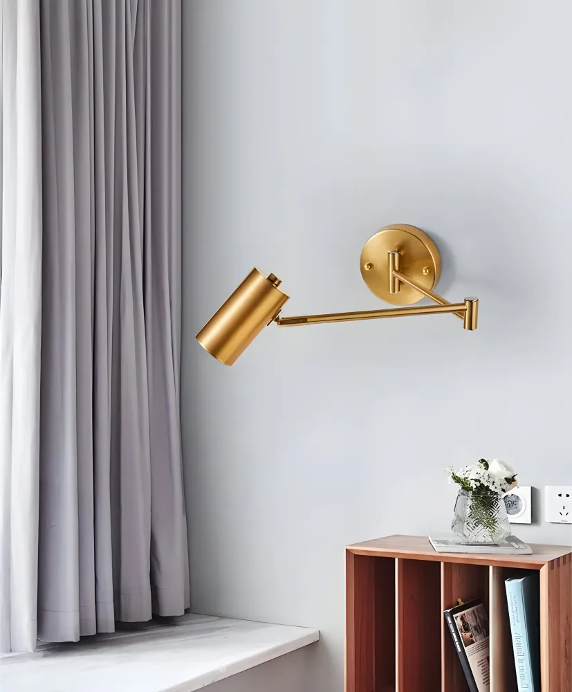 FlexaLume – Justerbar Vägglampa i Guld & Ebenholts för Sovrum och Läsning Svart